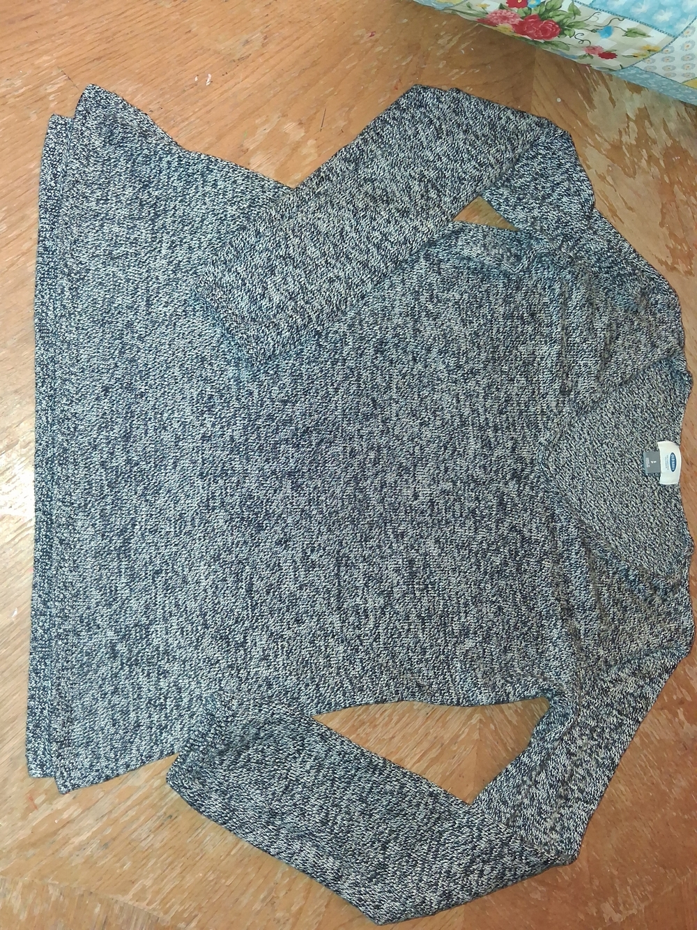 Old Navy Black and White Marled Crewneck Sweater